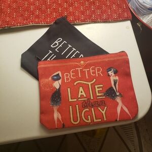 Chic Red and Black Cosmetic Bag Set 2pk